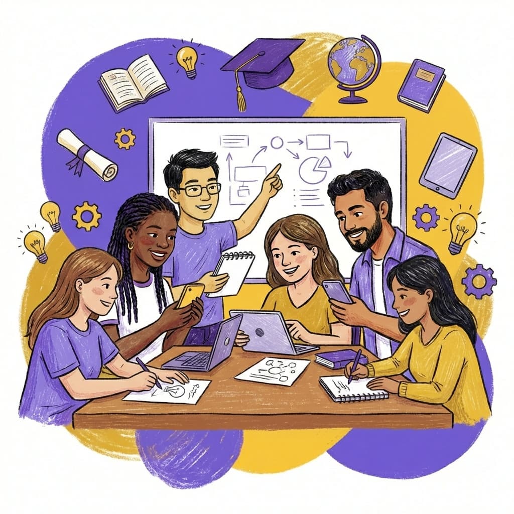 Students learning illustration